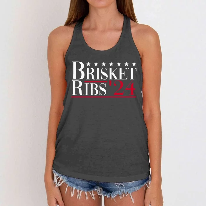 Brisket Ribs 2024 Funny Bbq Barbecue Political Election Women's Knotted Racerback Tank