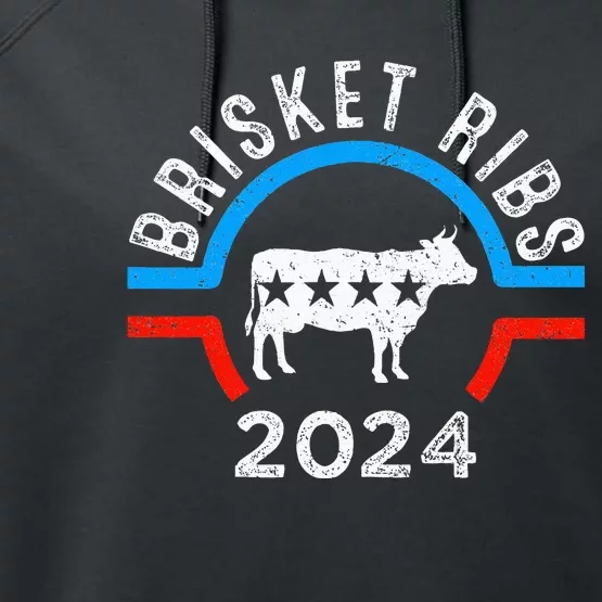 Brisket Ribs 2024 Funny Bbq Grilling Brisket Ribs 2024 Performance Fleece Hoodie