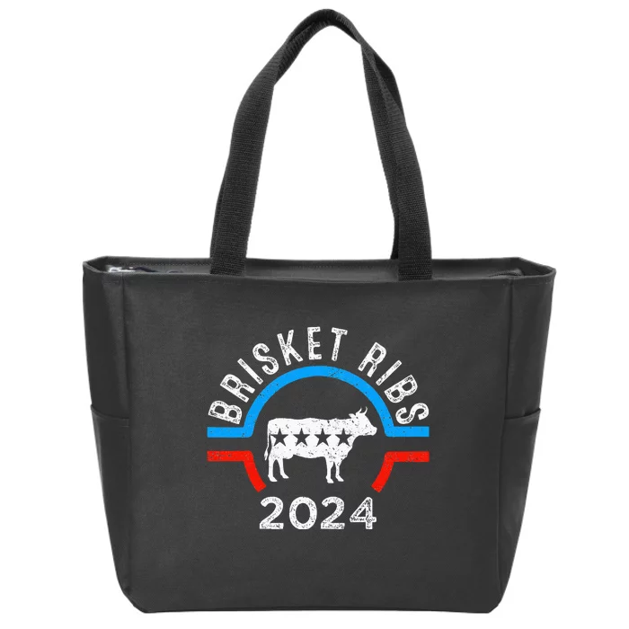 Brisket Ribs 2024 Funny Bbq Grilling Brisket Ribs 2024 Zip Tote Bag