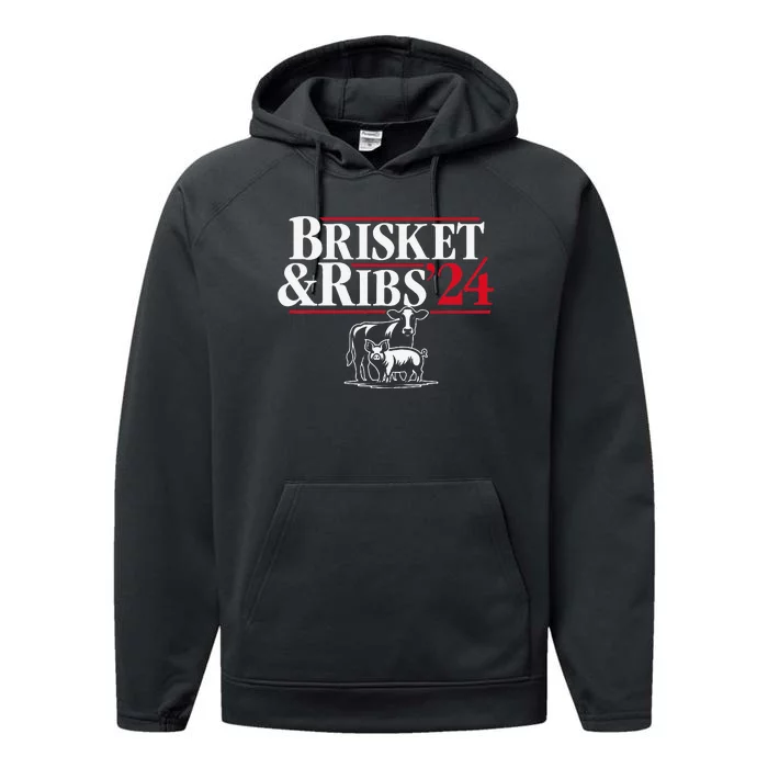 Brisket & Ribs 24 Funny Political Performance Fleece Hoodie