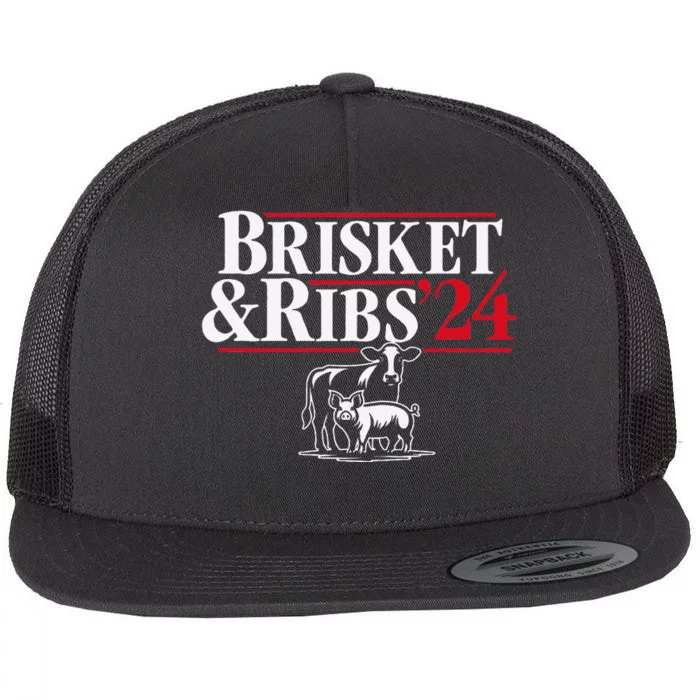 Brisket & Ribs 24 Funny Political Flat Bill Trucker Hat