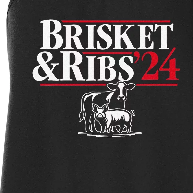 Brisket & Ribs 24 Funny Political Women's Racerback Tank