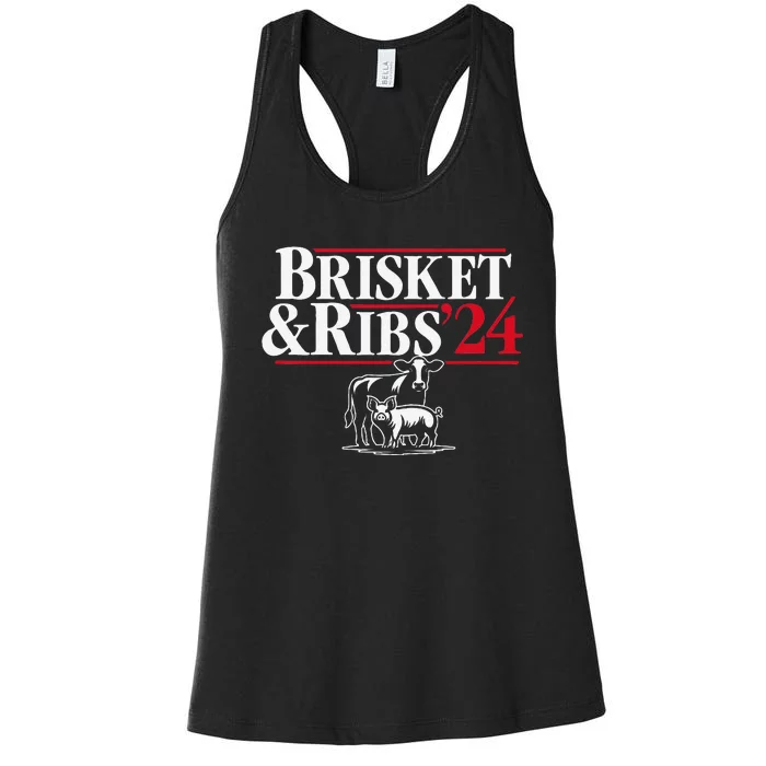 Brisket & Ribs 24 Funny Political Women's Racerback Tank