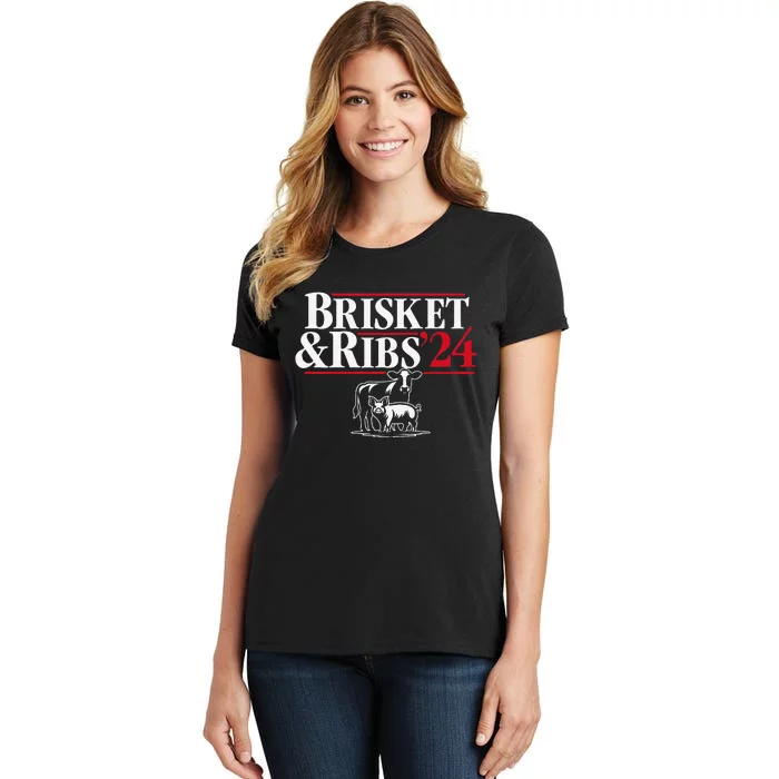 Brisket & Ribs 24 Funny Political Women's T-Shirt