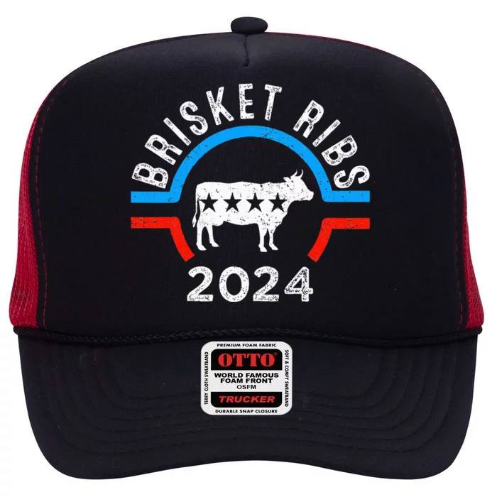 Brisket Ribs 2024 Funny Bbq Grilling Brisket Ribs 2024 High Crown Mesh Trucker Hat