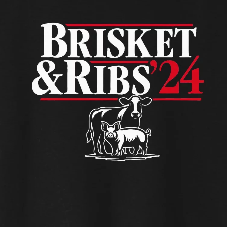 Brisket & Ribs 24 Funny Political Women's Crop Top Tee