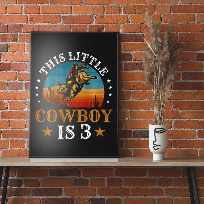 Bull Riding 3rd Birthday 3 Year Old Boy Cowboy Western Rodeo Poster