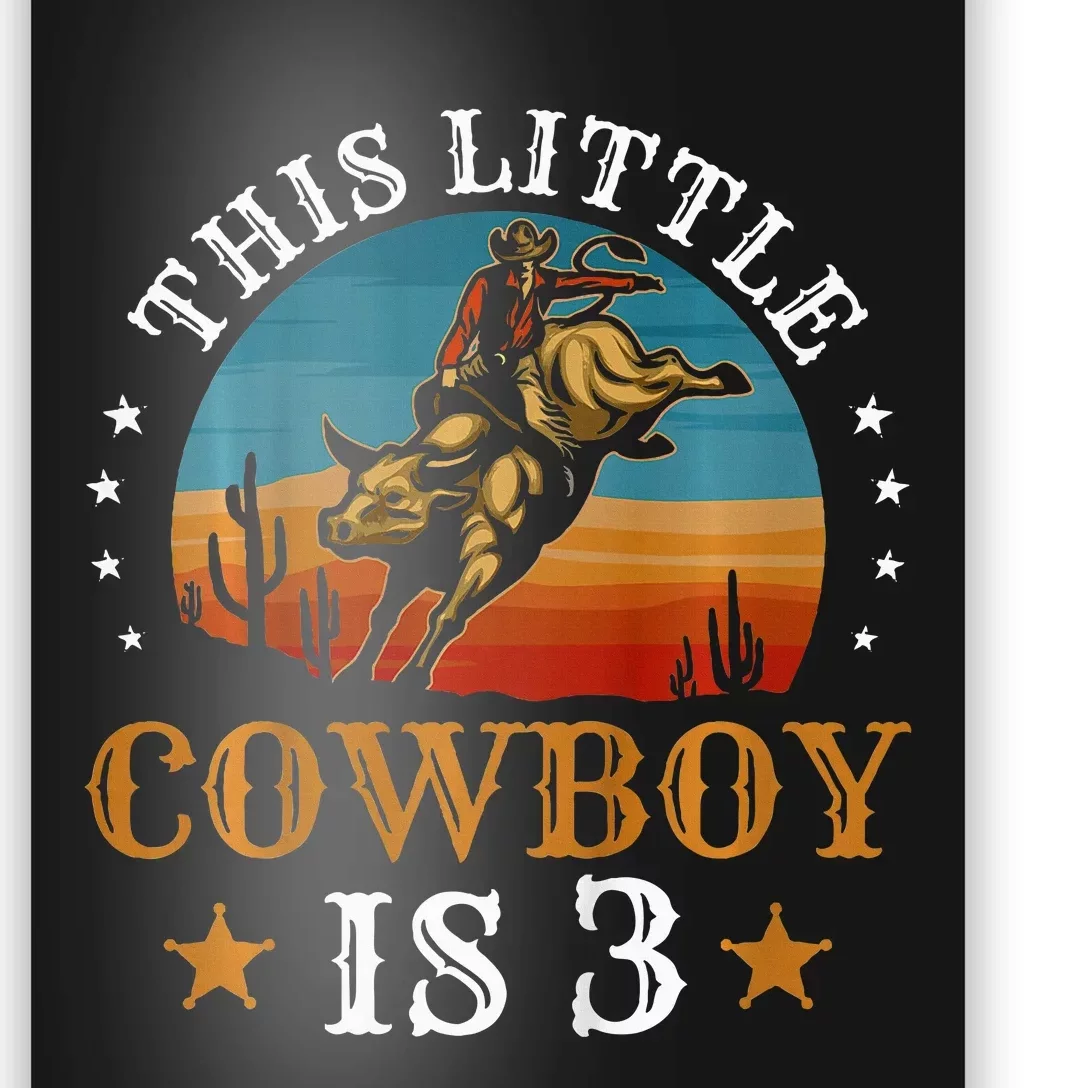 Bull Riding 3rd Birthday 3 Year Old Boy Cowboy Western Rodeo Poster