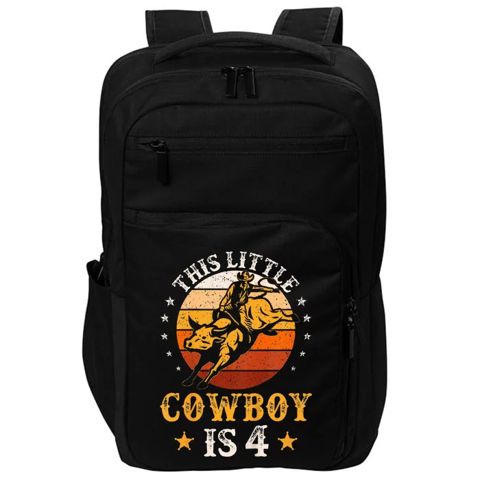 Bull Riding 4th Birthday Boy 4 Year Old Western Cowboy Rodeo Impact Tech Backpack