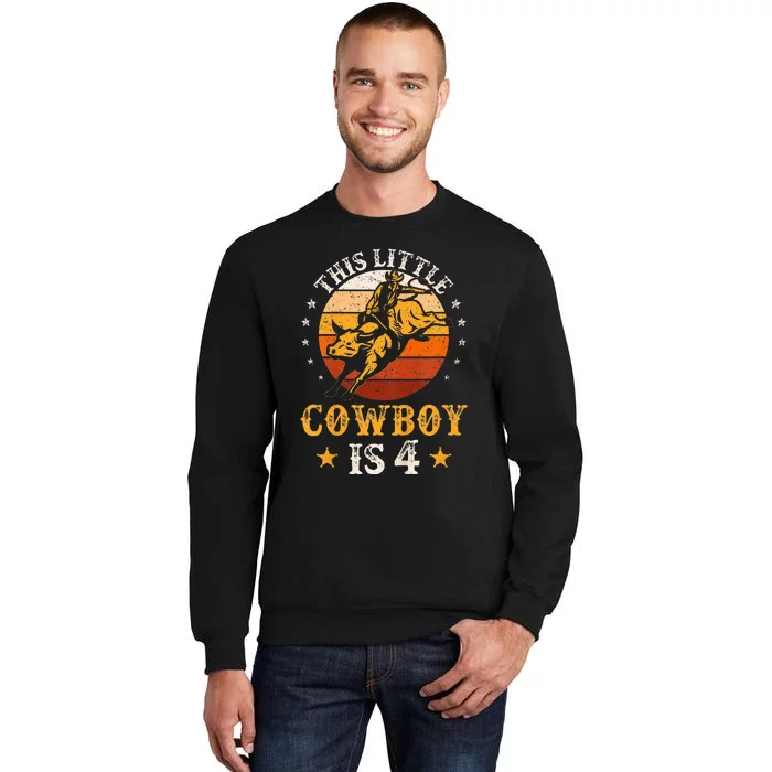 Bull Riding 4th Birthday Boy 4 Year Old Western Cowboy Rodeo Tall Sweatshirt