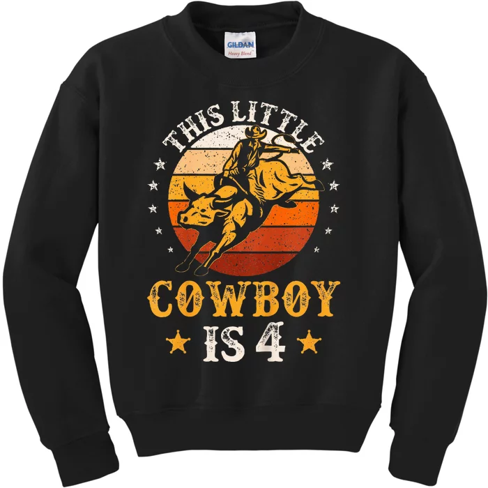 Bull Riding 4th Birthday Boy 4 Year Old Western Cowboy Rodeo Kids Sweatshirt