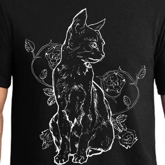 Black Roses Alt Aesthetic Nu Goth N Goth Cat Pajama Set