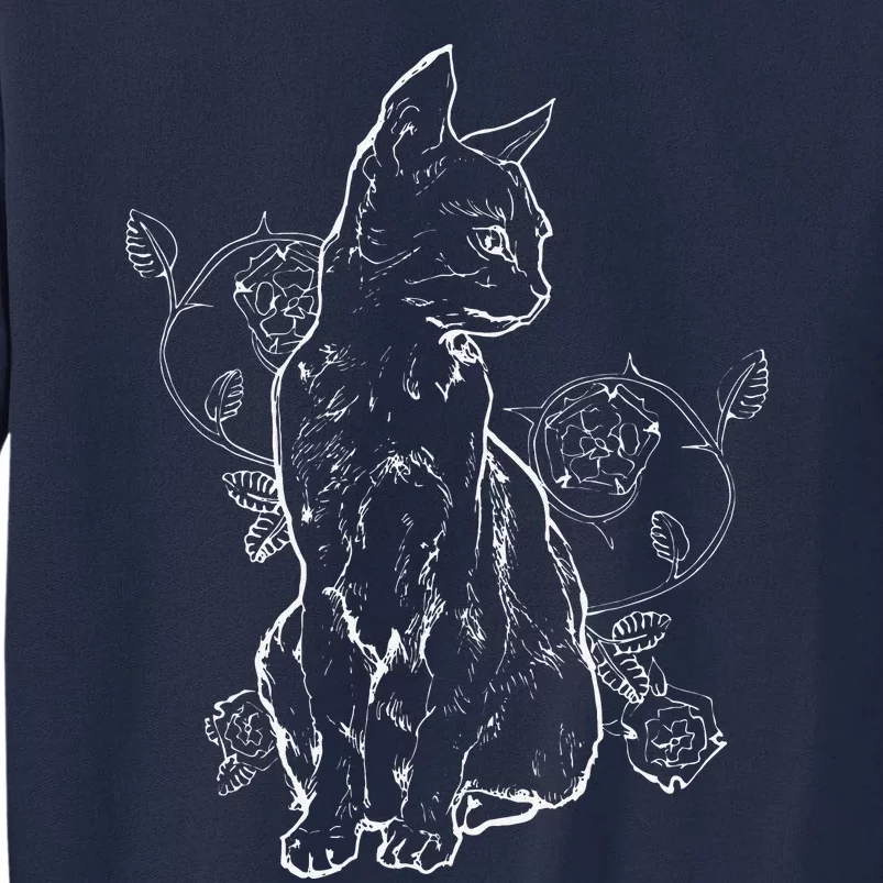 Black Roses Alt Aesthetic Nu Goth N Goth Cat Tall Sweatshirt