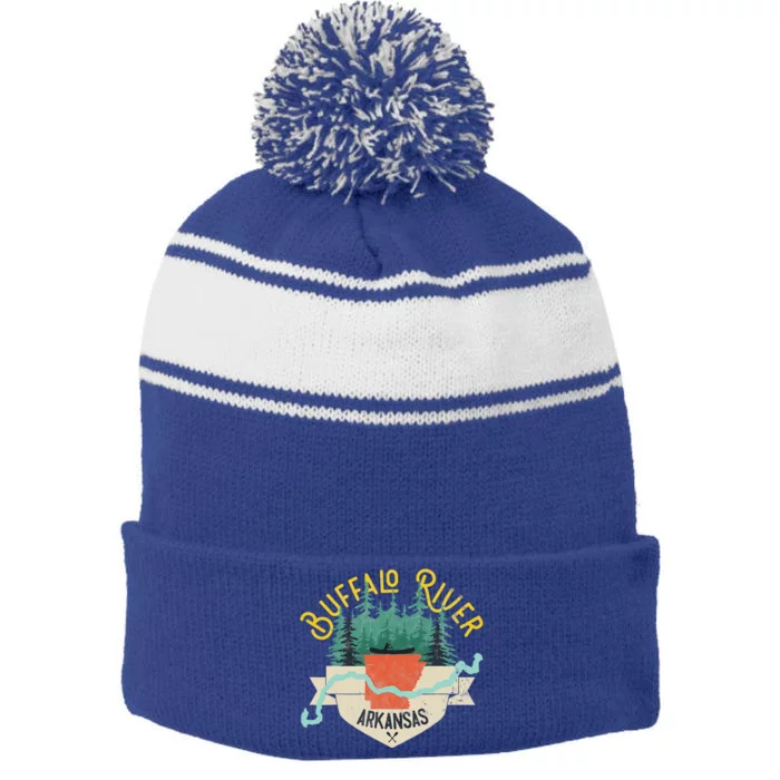 Buffalo River Arkansas National Park River Stripe Pom Pom Beanie