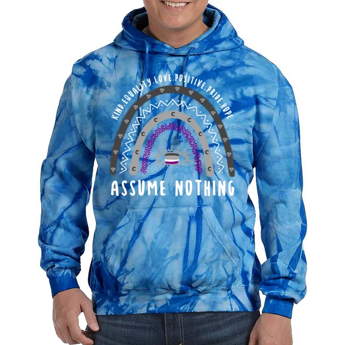 Boho Rainbow Assume Nothing Ace Pride Gift Tie Dye Hoodie