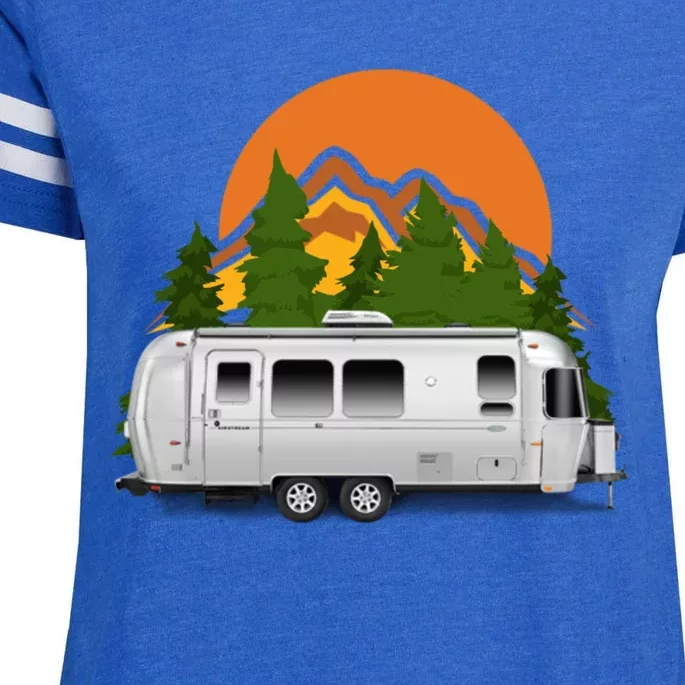 Beautiful Retro Airstream Camping Trailer Tee Dults Gift Enza Ladies Jersey Football T-Shirt