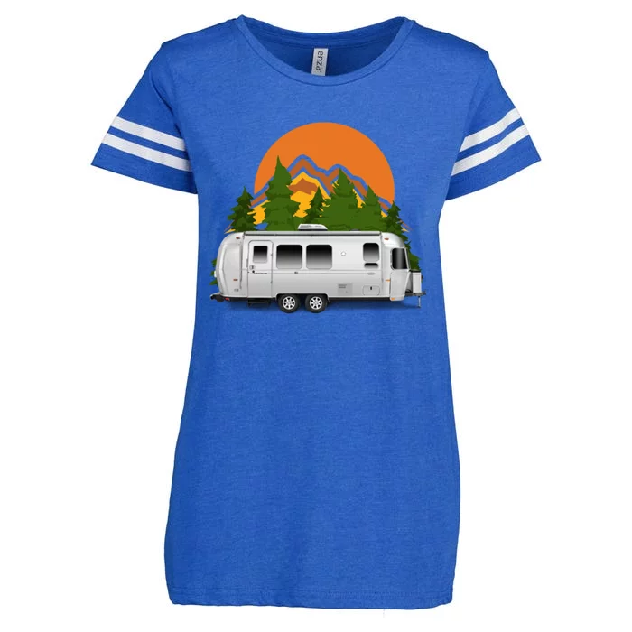 Beautiful Retro Airstream Camping Trailer Tee Dults Gift Enza Ladies Jersey Football T-Shirt