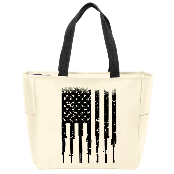 Bullet Riddled American Rifle Flag Zip Tote Bag