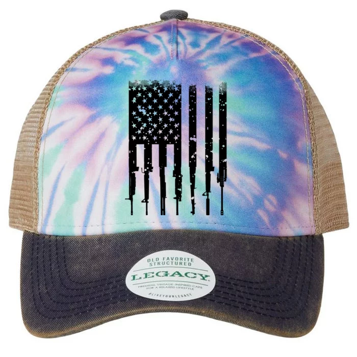 Bullet Riddled American Rifle Flag Legacy Tie Dye Trucker Hat