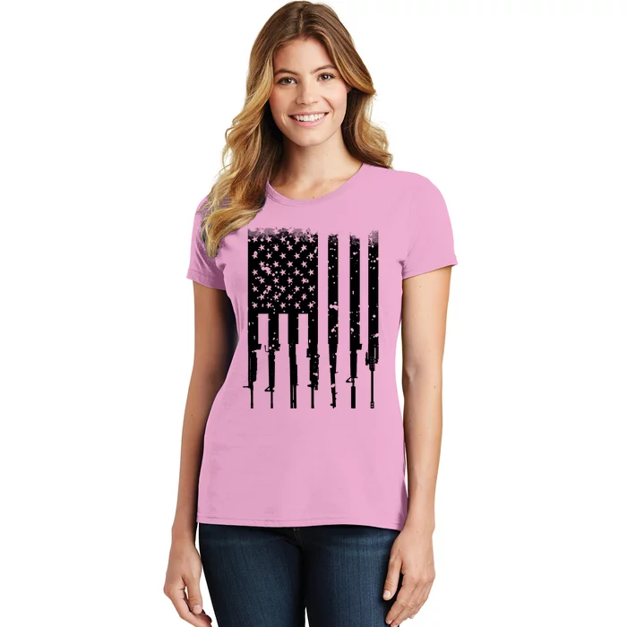 Bullet Riddled American Rifle Flag Women's T-Shirt