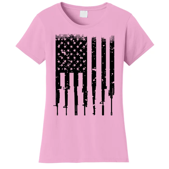 Bullet Riddled American Rifle Flag Women's T-Shirt