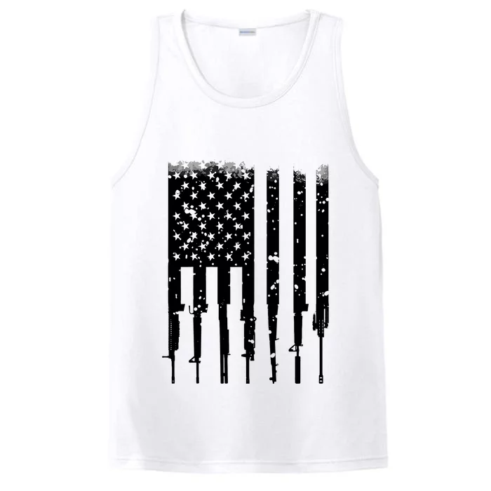 Bullet Riddled American Rifle Flag Performance Tank