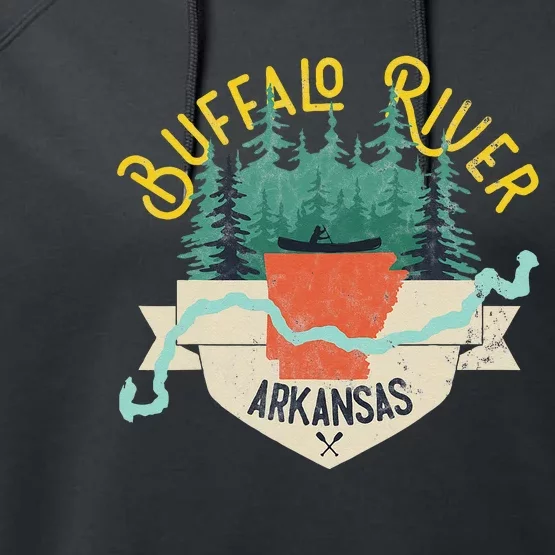 Buffalo River Arkansas National Park River Floating Kayak Performance Fleece Hoodie