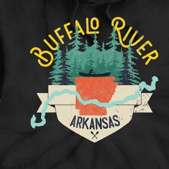 Buffalo River Arkansas National Park River Floating Kayak Tie Dye Hoodie