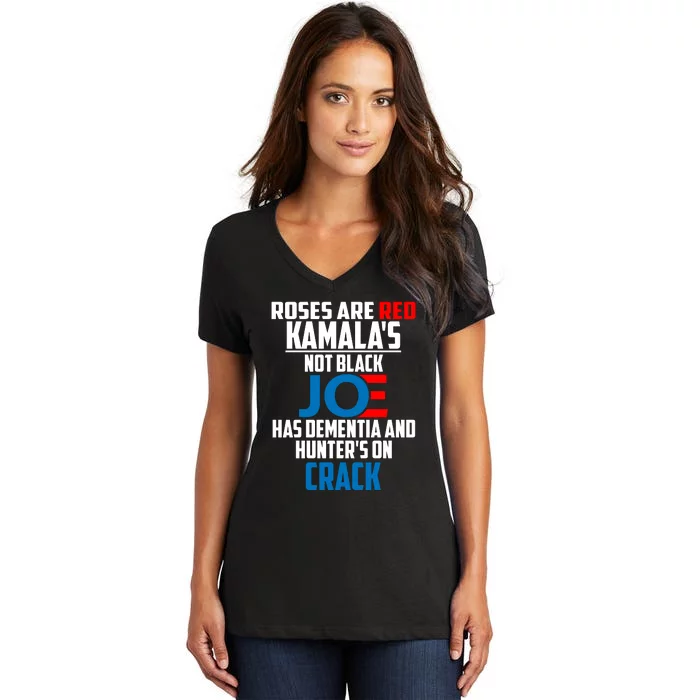 Biden Roses Are Red Kamala Not Black Joe Women's V-Neck T-Shirt