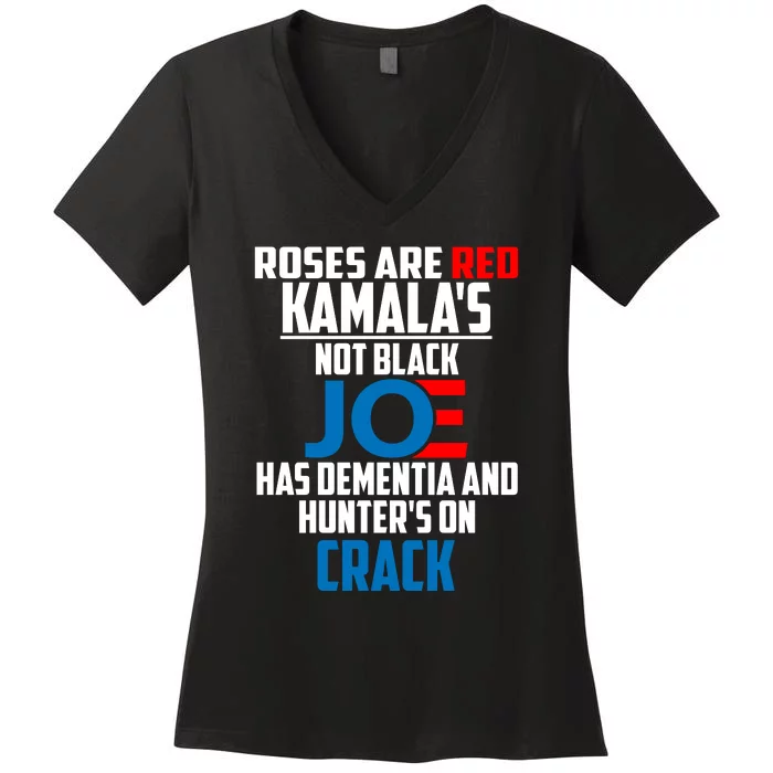 Biden Roses Are Red Kamala Not Black Joe Women's V-Neck T-Shirt