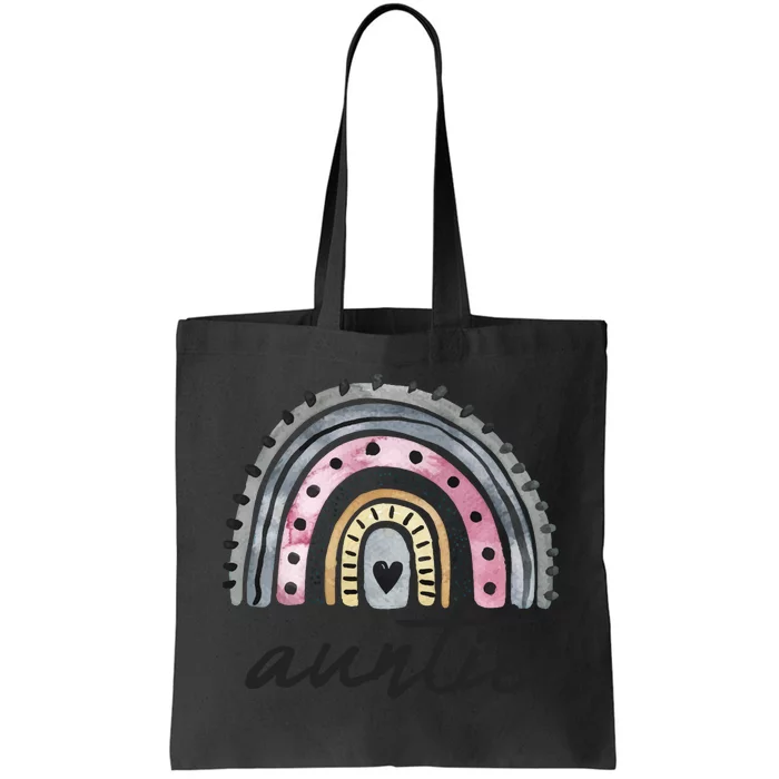 Boho Rainbow Auntie Watercolor New Aunt Tote Bag