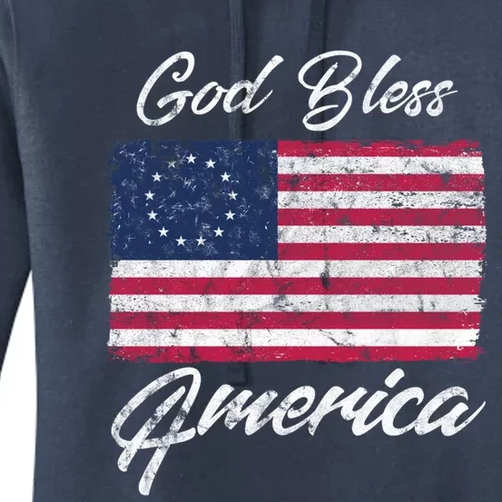 Betsy Ross American Flag Patriotic God Bless America Meaningful Gift Women's Pullover Hoodie