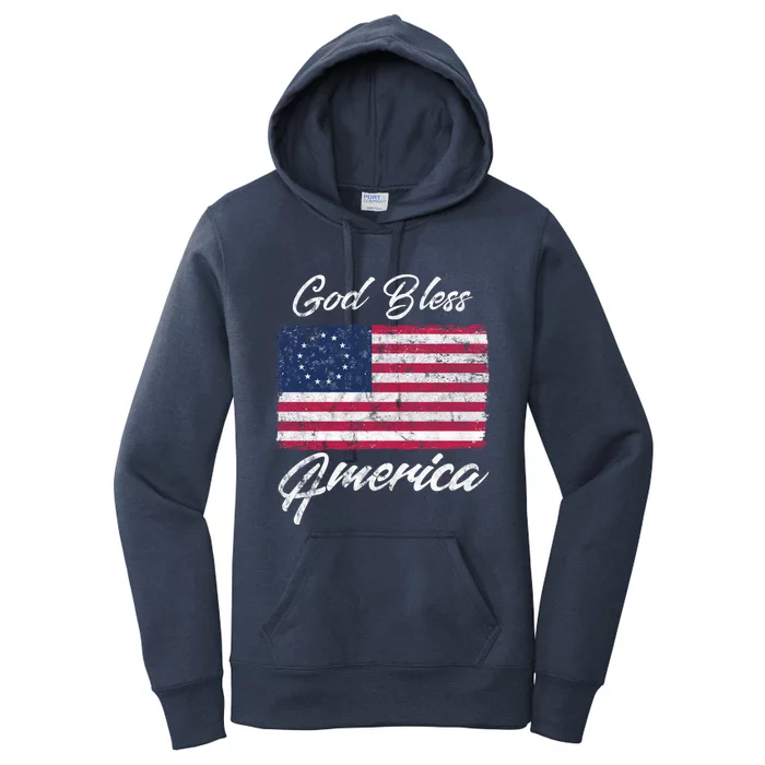 Betsy Ross American Flag Patriotic God Bless America Meaningful Gift Women's Pullover Hoodie