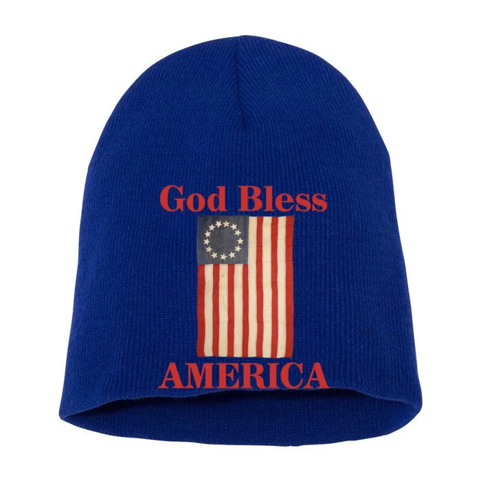 Betsy Ross American Flag God Bless America Gift Short Acrylic Beanie