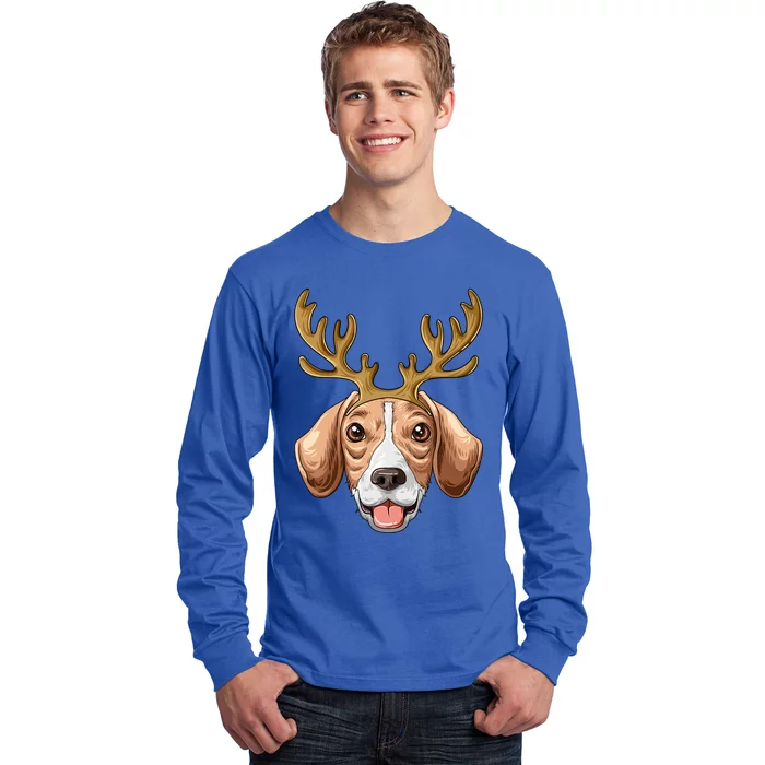 Beagle Reindeer Antlers Christmas Beagle Cool Gift Long Sleeve Shirt