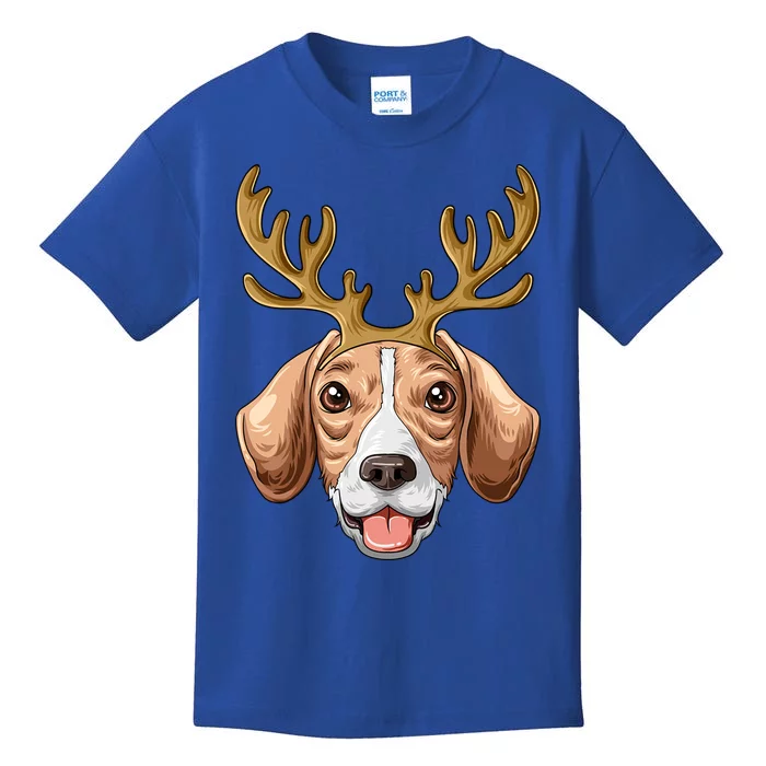 Beagle Reindeer Antlers Christmas Beagle Cool Gift Kids T-Shirt