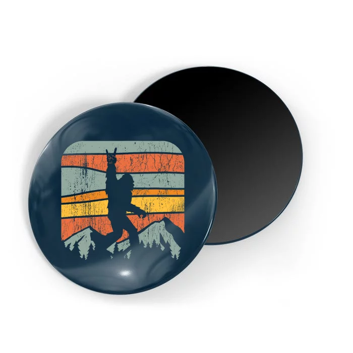 Bigfoot Rock and Roll Retro Mountain Sunset Sasquatch Gift Magnet