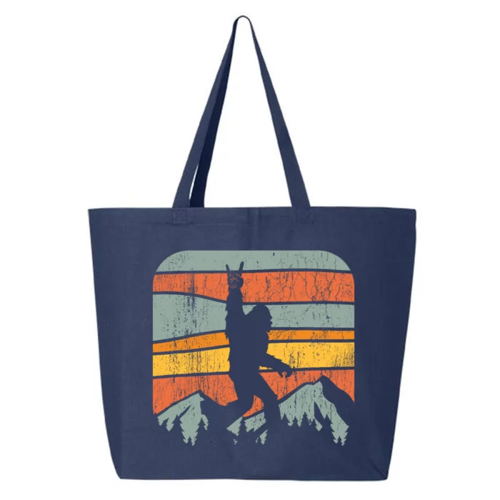 Bigfoot Rock and Roll Retro Mountain Sunset Sasquatch Gift 25L Jumbo Tote