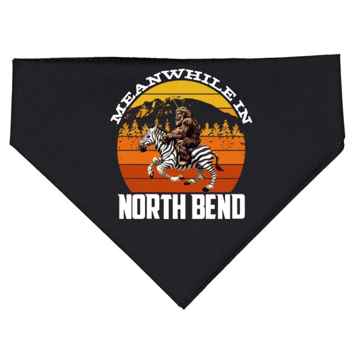 Bigfoot Riding A Zebra Meanwhile In North Bend USA-Made Doggie Bandana