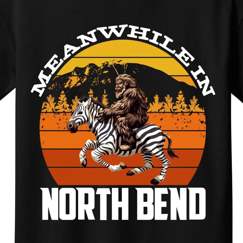 Bigfoot Riding A Zebra Meanwhile In North Bend Kids T-Shirt