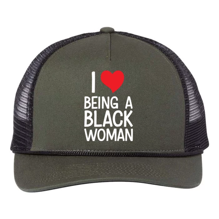 Black Rights African American Cool Gift I Love Being A Black Cute Gift Retro Rope Trucker Hat Cap