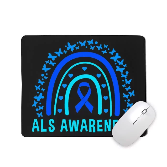 Blue Ribbon ALS Awareness Rainbow Mousepad