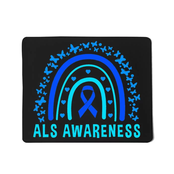 Blue Ribbon ALS Awareness Rainbow Mousepad