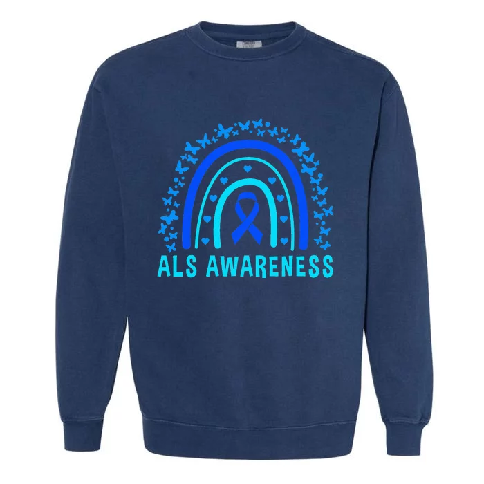 Blue Ribbon ALS Awareness Rainbow Garment-Dyed Sweatshirt