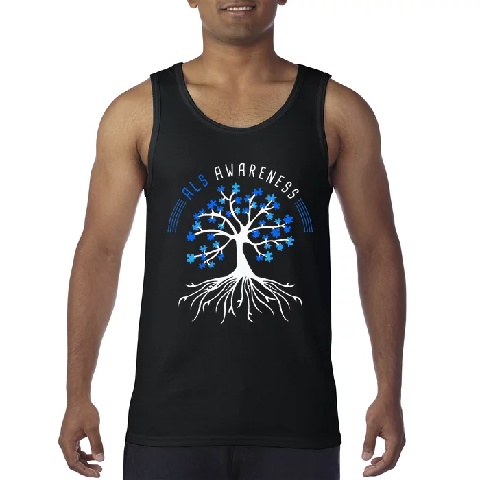 Blue Ribbon ALS Awareness Tree Tank Top