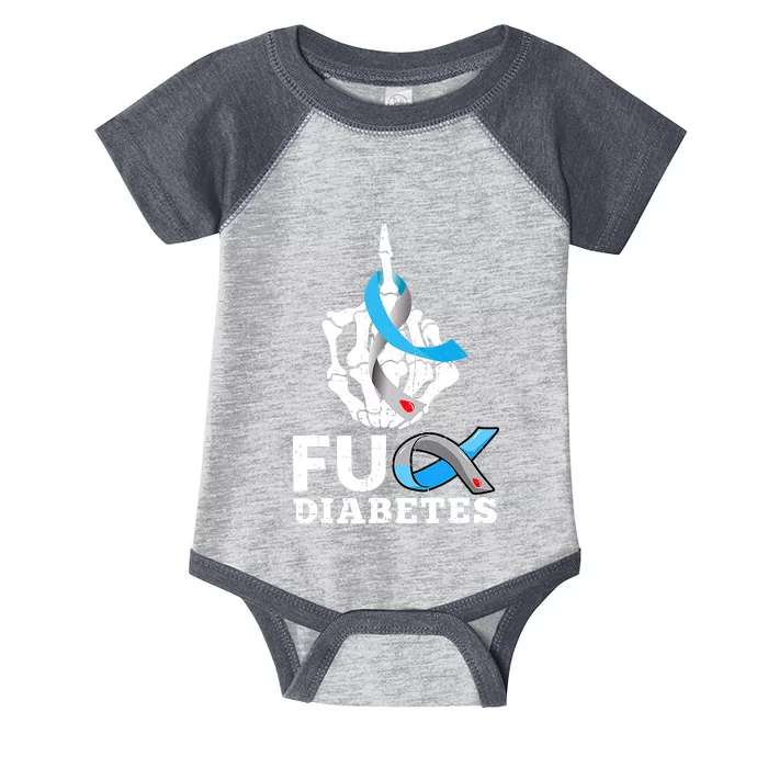 Blue Ribbon Awareness Skeleton Hand Fuck Diabetes Month Infant Baby Jersey Bodysuit