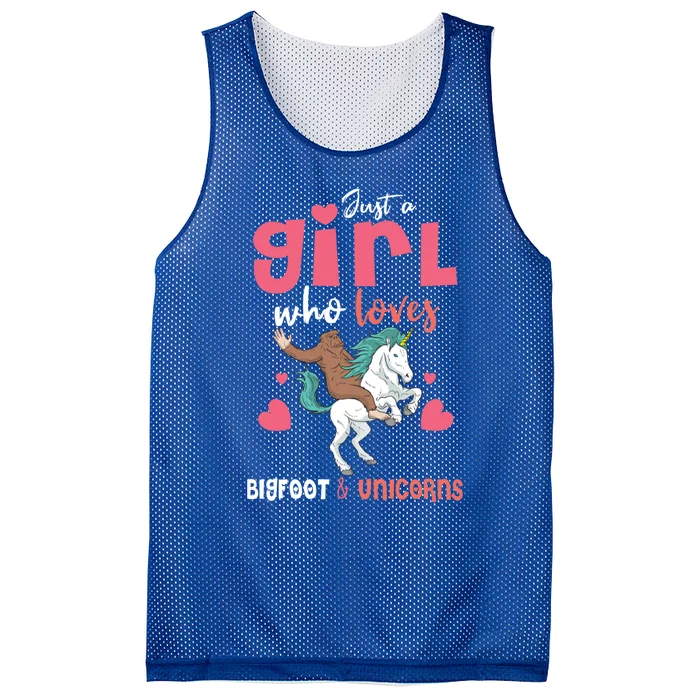 Bigfoot Riding A Unicorn Teens Ladies Gift Mesh Reversible Basketball Jersey Tank