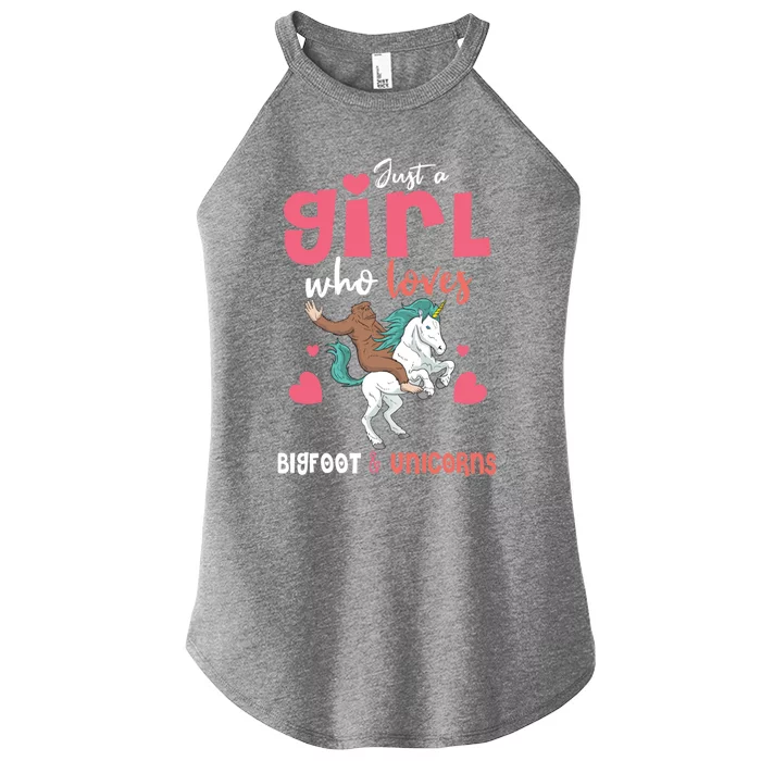 Bigfoot Riding A Unicorn Teens Ladies Gift Women’s Perfect Tri Rocker Tank