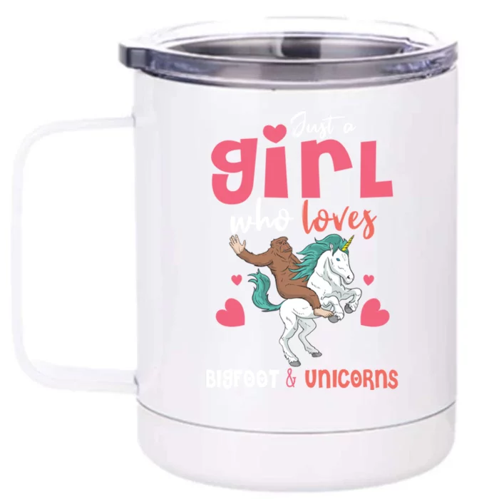 Bigfoot Riding A Unicorn Teens Ladies Gift Front & Back 12oz Stainless Steel Tumbler Cup