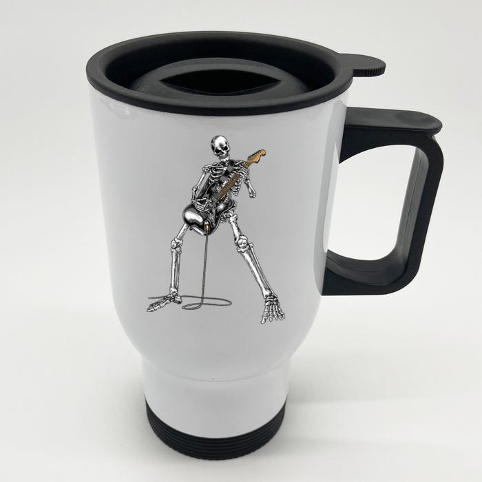 Band Rock And Roll Guitar For Men Band Tee Front & Back Stainless Steel Travel Mug